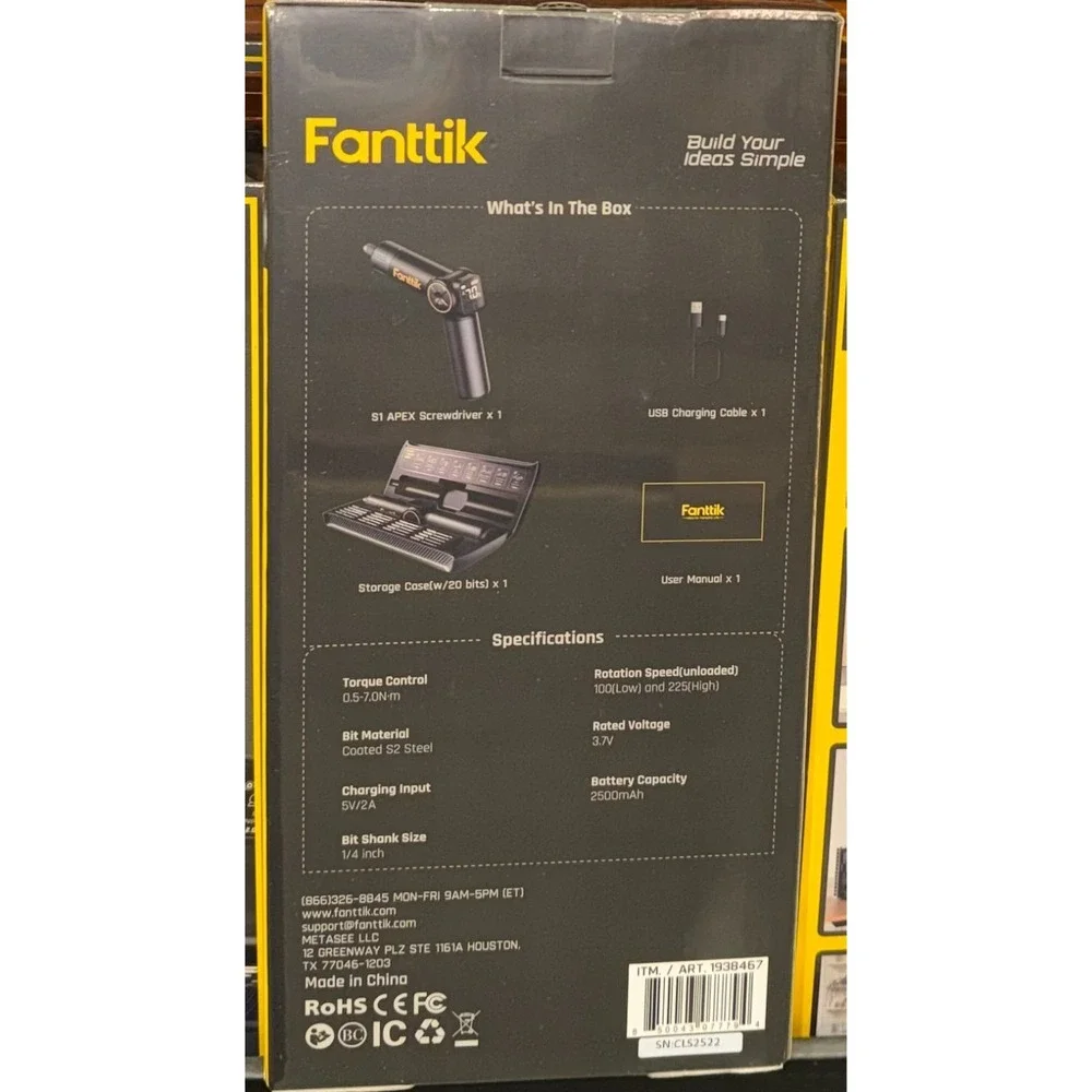 Fanttik S1 Apex Cordless Electric Screwdriver with 8 Torque Settings & LED Light